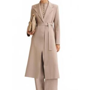 NEW SCANLAN THEODORE crepe knit soft coat in oyster